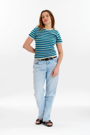 PENELOPE Organic Cotton Pointelle Knit Tee - Ocean from KOMODO