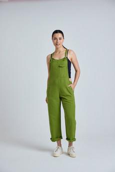 MARY-LOU Green - Organic Cotton Dungaress by Flax & Loom via KOMODO