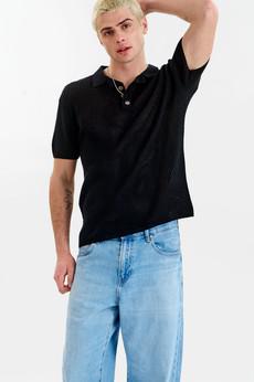 OLIVER Organic Cotton Knit Polo - Black via KOMODO