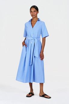 SHORE Organic Cotton Dress - Blue Stripe via KOMODO