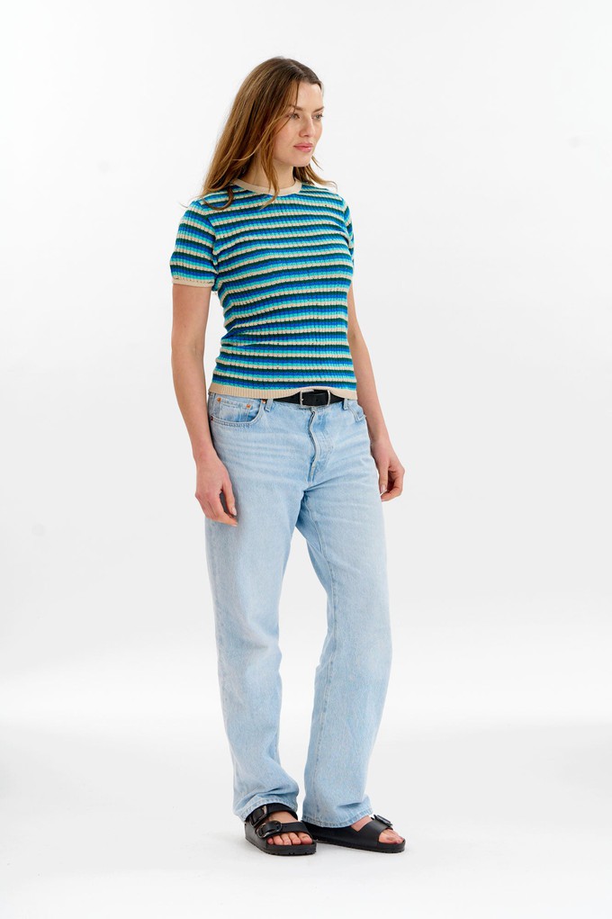 PENELOPE Organic Cotton Pointelle Knit Tee - Ocean from KOMODO