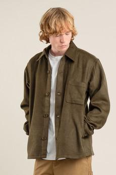 JOHAN Recycled Wool Poly Blend Over Shirt- Olive via KOMODO