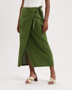 Hanna Leinen Wrap Skirt via Kuyichi