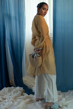 AY Chanderi Ruched Overlay from Lafaani