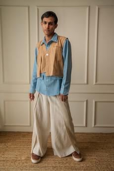 Materiality Asymmetric Unisex Waistcoat via Lafaani