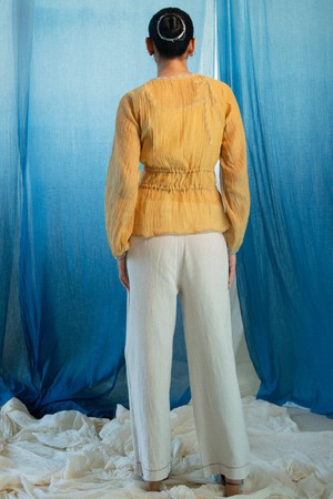AY Chanderi Ruched Blouse from Lafaani