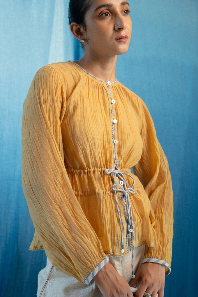 AY Chanderi Ruched Blouse from Lafaani
