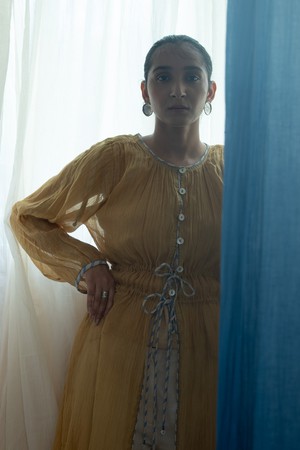 AY Chanderi Ruched Overlay from Lafaani