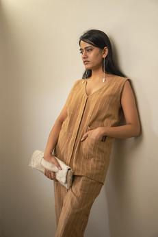 Materiality Long Vest via Lafaani