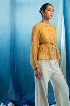 AY Chanderi Ruched Blouse via Lafaani