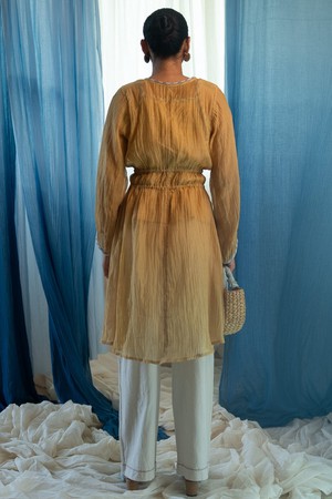 AY Chanderi Ruched Overlay from Lafaani