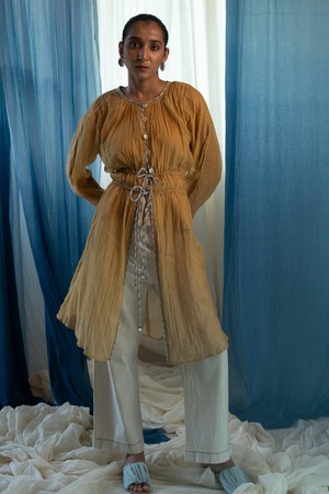 AY Chanderi Ruched Overlay from Lafaani