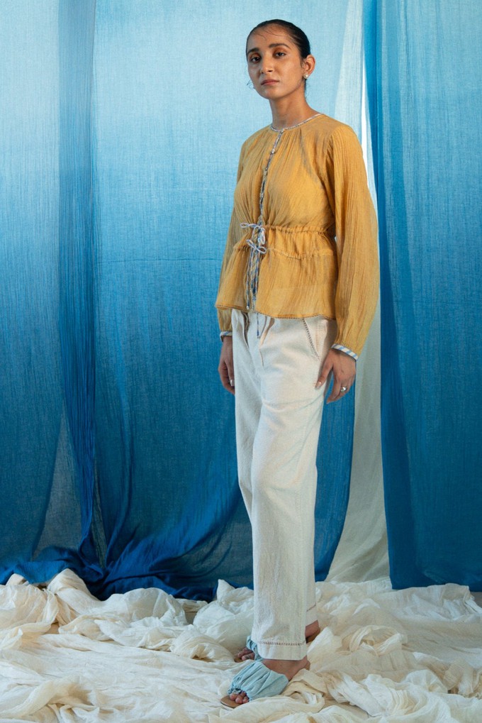 AY Chanderi Ruched Blouse from Lafaani