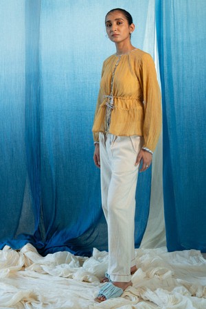 AY Chanderi Ruched Blouse from Lafaani
