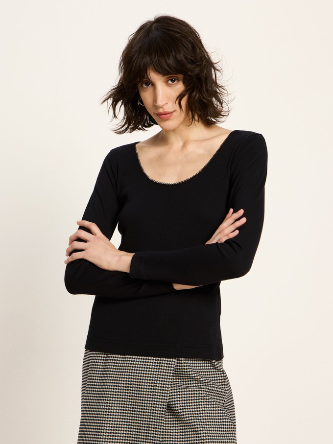 Langarmshirt mit Spitzenkante (GOTS) from LANIUS