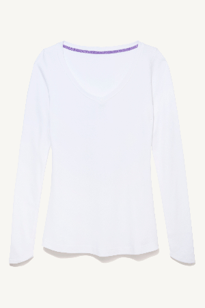 Long Sleeve V Neck Cotton Modal Blend T-shirt from Lavender Hill Clothing