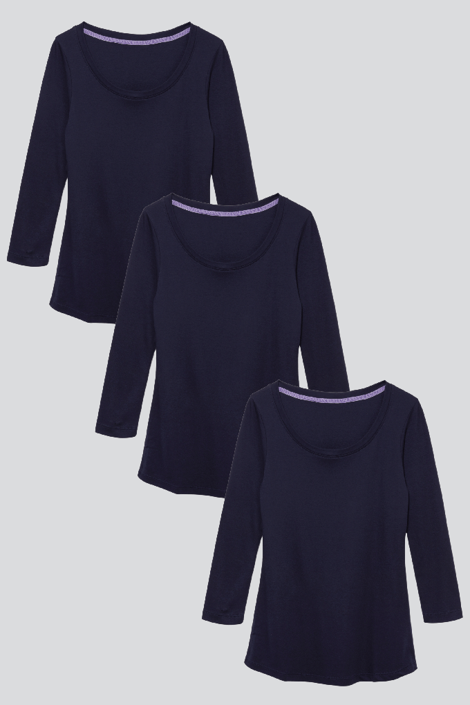 3/4 Sleeve Scoop Neck Cotton Modal Blend T-shirt Bundle from Lavender Hill Clothing