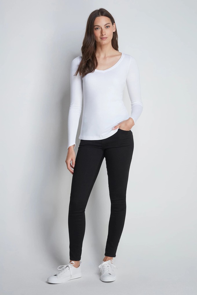 Long Sleeve V Neck Cotton Modal Blend T-shirt from Lavender Hill Clothing Long Sleeve V Neck Cotton Modal Blend T-shirt from Lavender Hill Clothing