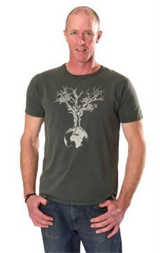 Fairwear Organic Shirt Men Stone Washed Green Weltenbaum via Life-Tree