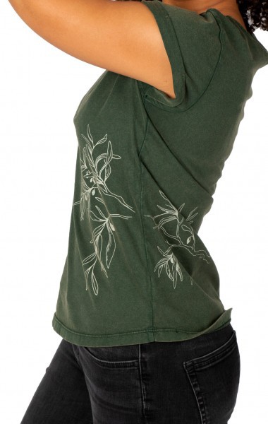 Fairwear Organic Shirt Women Stone Washed Green Olive Branch from Life-Tree