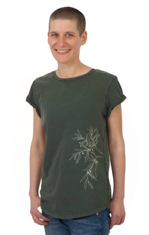 Fairwear Organic Shirt Women Stone Washed Green Olive Branch from Life-Tree