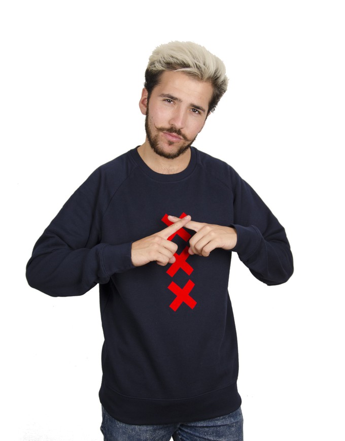 Project Cece XXX Amsterdam Sweater Navy Red Suede