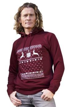 Christmas Reindeer Hooded Sweater - Bordeaux from Loenatix