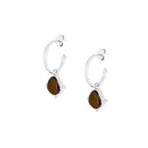Soul Stone Hoops Red Garnet Silver from Loft & Daughter