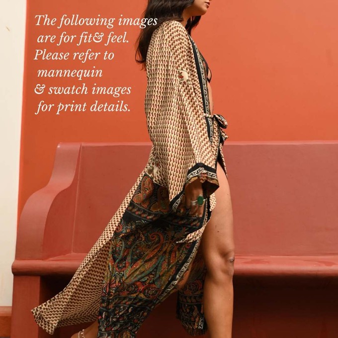 If Saris Could Talk Maxi Kimono- Moonlit Lotus from Loft & Daughter