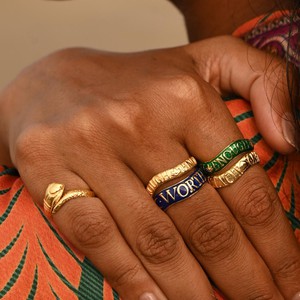 Enough Affirmation Stacking Ring Silver Green - Outlet from Loft & Daughter