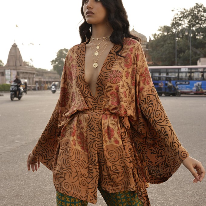 If Saris Could Talk Kimono- Sunset Floral from Loft & Daughter