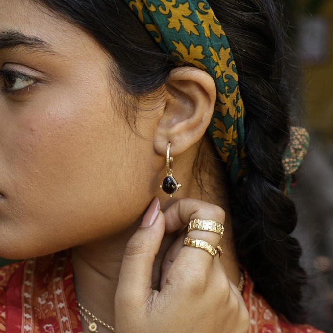 Soul Stone Hoops Red Garnet from Loft & Daughter