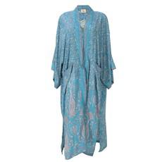If Saris Could Talk Maxi Kimono- Blue Sienna via Loft & Daughter