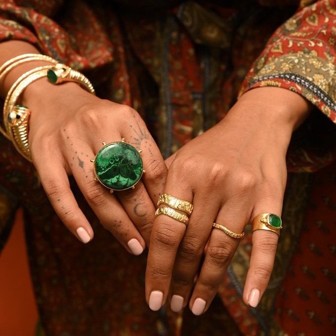 Anokhi Malachite Rings- Silver from Loft & Daughter
