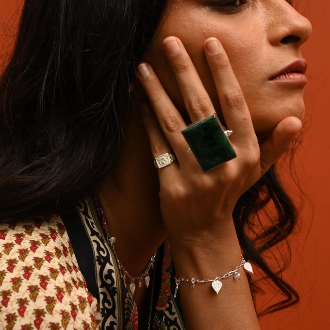 Anokhi Malachite Rings- Silver from Loft & Daughter