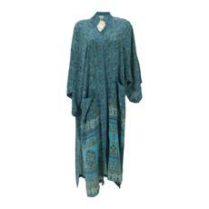 If Saris Could Talk Maxi Kimono- Peacock Blues via Loft & Daughter