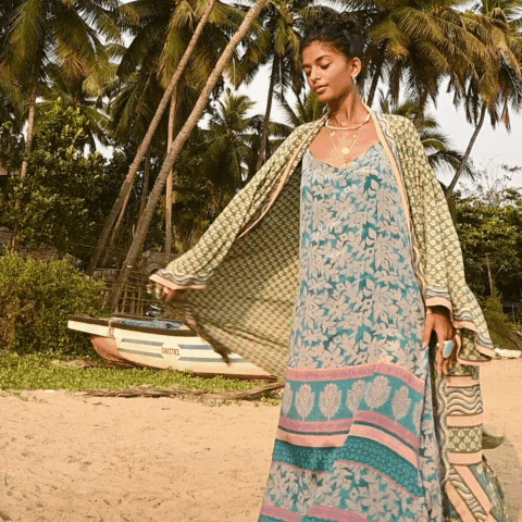 If Saris Could Talk Maxi Kimono- Season's Bloom from Loft & Daughter