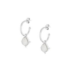 Soul Stone Hoops Moonstone Silver via Loft & Daughter