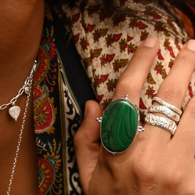 Anokhi Malachite Rings- Silver from Loft & Daughter