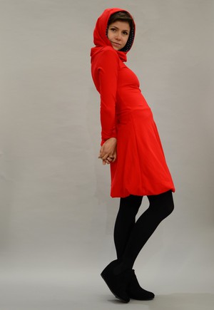 Baumwollkleid mit Kapuze/Hoodie in Rot from ManduTrap