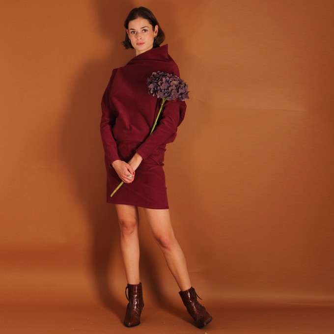 Asymmetrisches Cordkleid Juni aus Biobaumwolle kbA in berry from ManduTrap