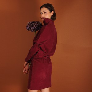 Asymmetrisches Cordkleid Juni aus Biobaumwolle kbA in berry from ManduTrap