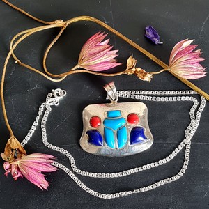 Skarabäus Kette aus 925 Silber, handgefertigtes Vintage-Unikat, Ursprung Mexiko, ethnischer Schmuck. from ManduTrap
