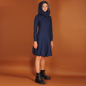 Ballonkleid mit Kapuze/Hoodie in marine blau from ManduTrap
