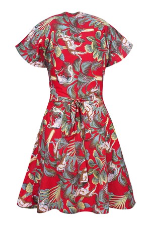 Nachhaltiges Wickelkleid mit Dschungelprint – Patara, knielang & fair produziert from ManduTrap