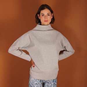 Stehkragen Pullover Dori aus einem Waffelstoff in grau meliert from ManduTrap