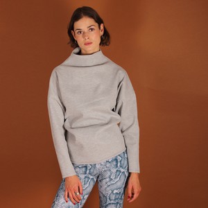 Stehkragen Pullover Dori aus einem Waffelstoff in grau meliert from ManduTrap