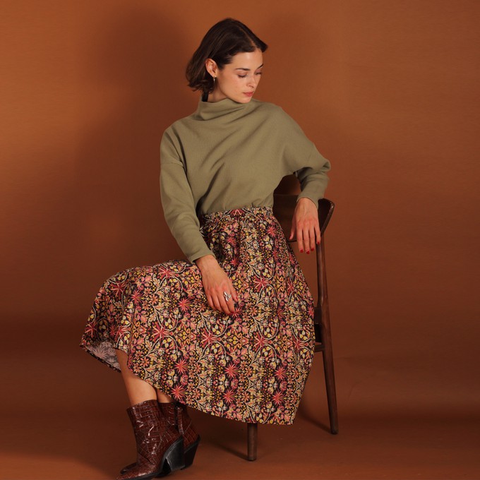 Stehkragen Pullover Dori aus einem Waffelstoff in olive from ManduTrap