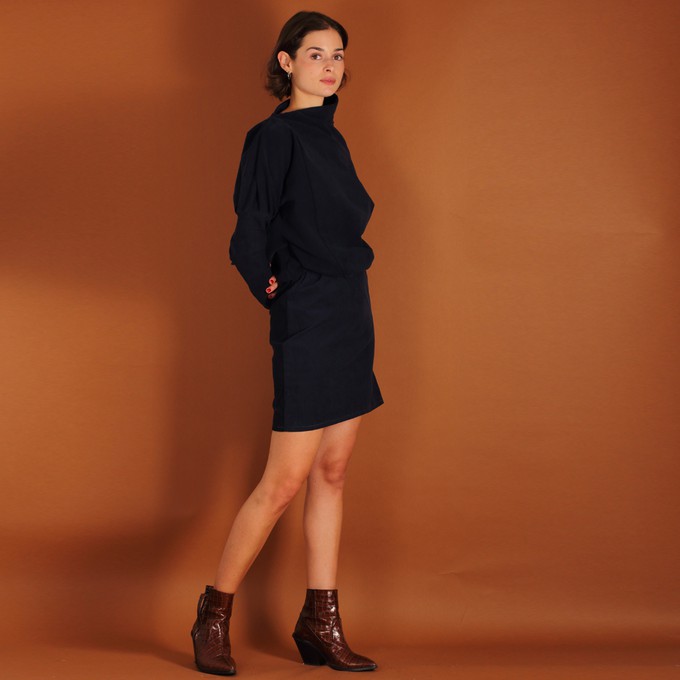 Asymmetrisches Cordkleid Juni aus Biobaumwolle kbA in blau from ManduTrap