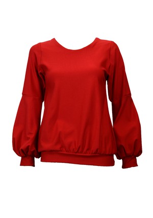 Baumwollpullover Caro mit Ballonärmeln in rot from ManduTrap